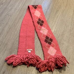 Micco Pink Argyle Knit Scarf with Fringe